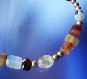 golden freshwater pearls, carnelian and citrine necklace