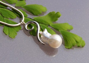silver pendant with baroque pearl