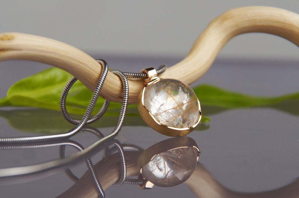 golden rutilated quartz pendant